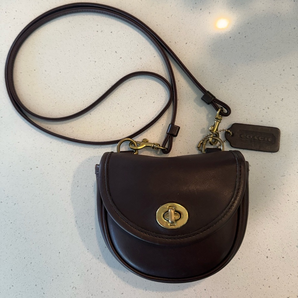 Coach vintage legacy mahogany/chocolate brown mini cross body/belt bag.